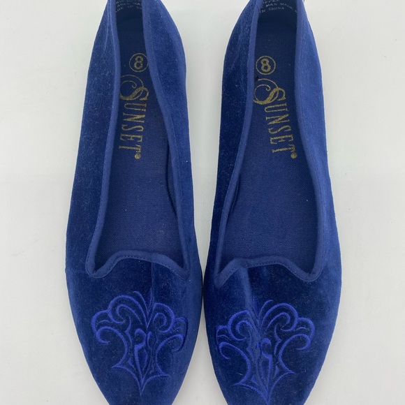 Sunset Blue Crushed Velvet Flats - Picture 9 of 10
